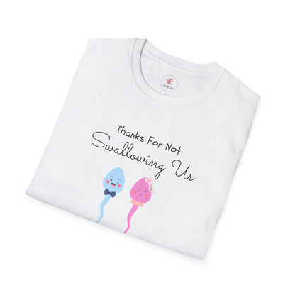 Mother’s Day Twins T-Shirt — “Thanks For Not Swallowing Us” Cute Sperm Cartoon Tee