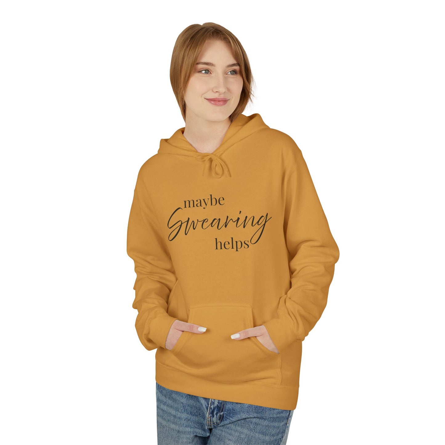 Maybe Swearing Helps Hoodie — Funny Cozy Graphic Hoodie