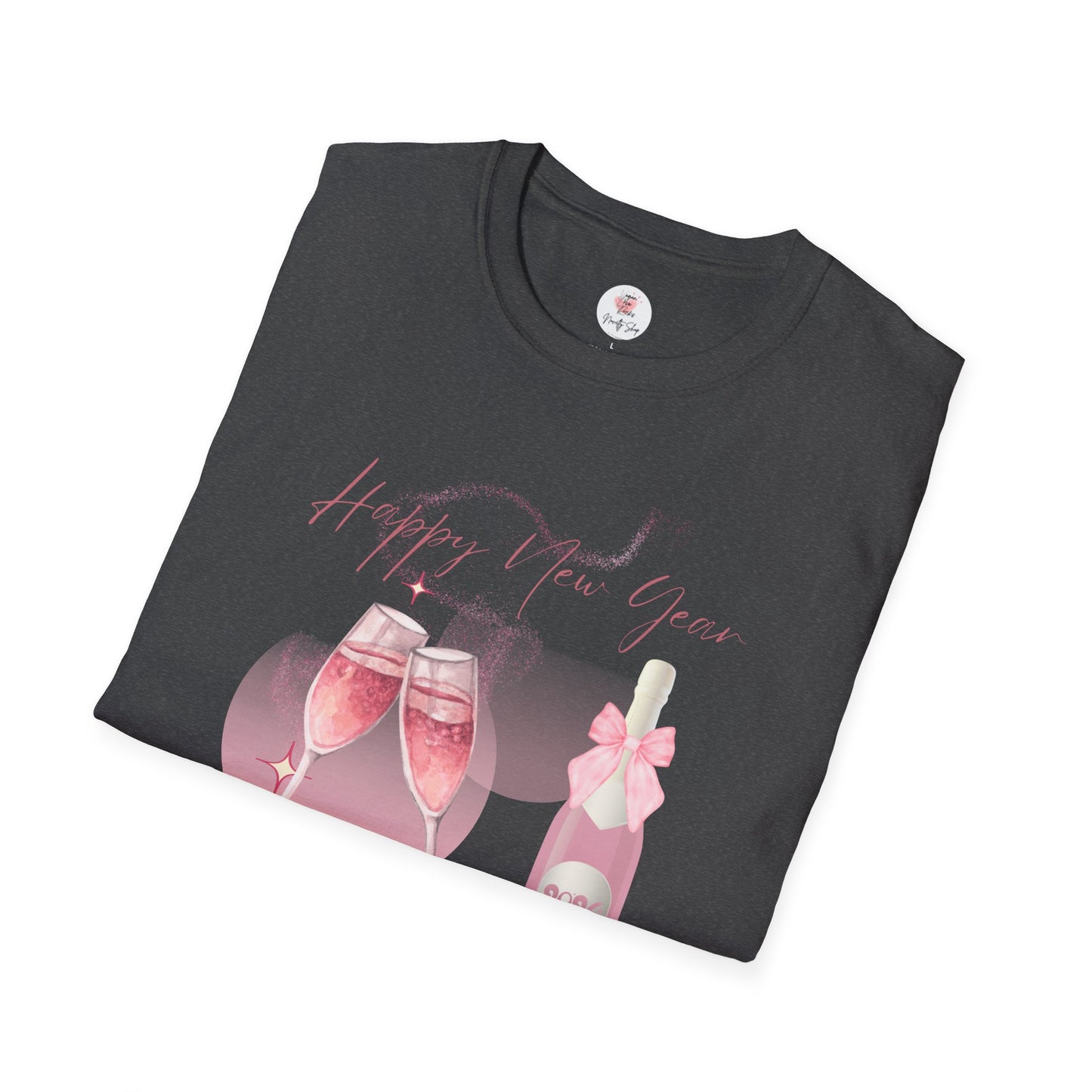 New Year Pink Champagne T-Shirt — "Happy New Year" Celebration Tee