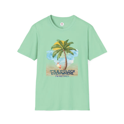 Retirement T-Shirt — "It's 5 O'Clock Everywhere" Tropical Vacation Tee