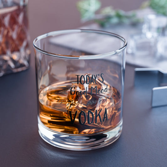 "Today's Good Mood is Sponsored by Vodka" - 10 oz Vodka Rocks Glass