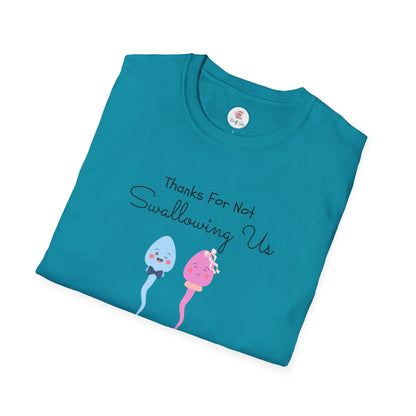 Mother’s Day Twins T-Shirt — “Thanks For Not Swallowing Us” Cute Sperm Cartoon Tee