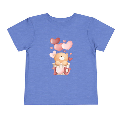 Toddler Tee — Cute Bear with Hearts and "I  Heart U"  T-Shirt