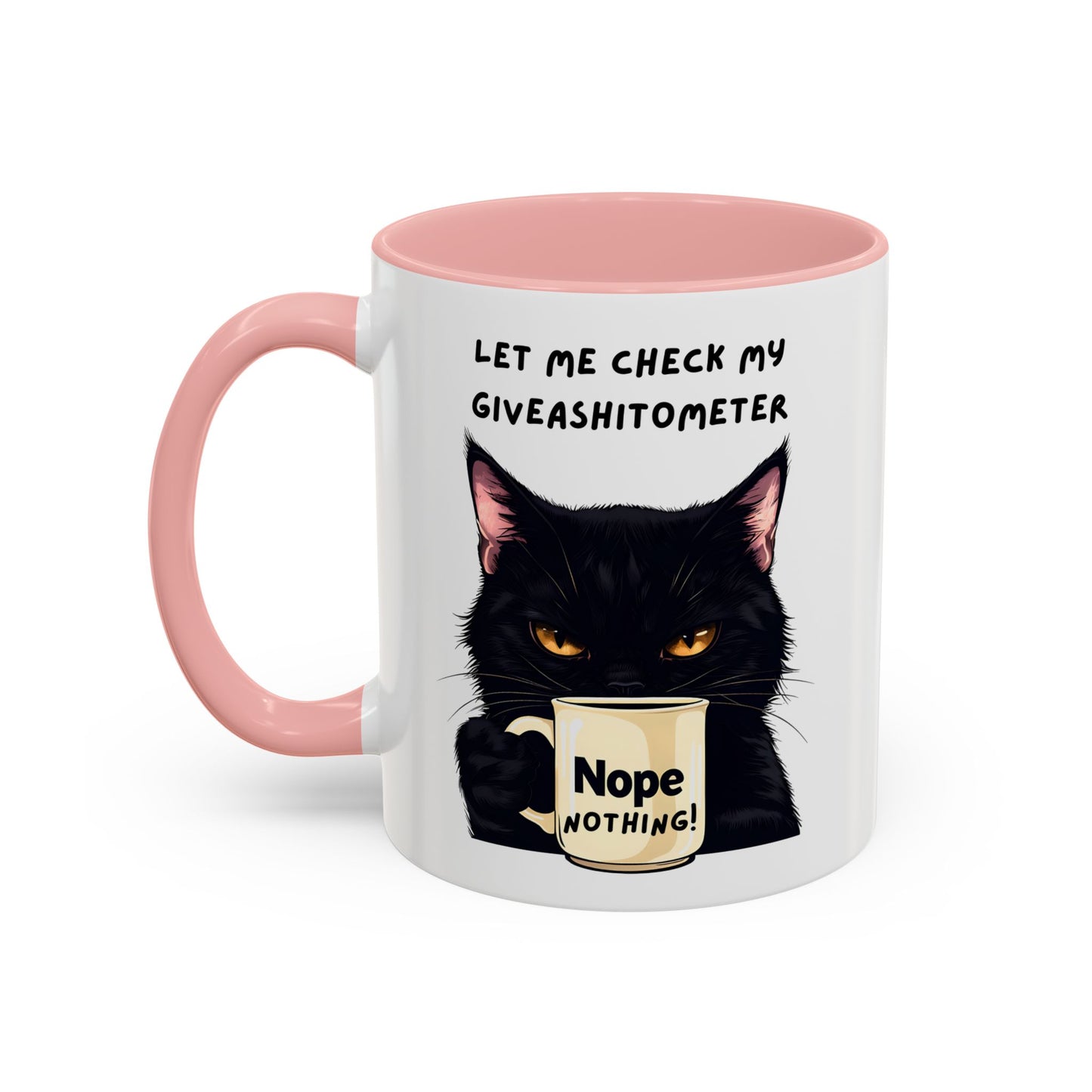 Coffee Mug - Black Cat "Let Me Check My Giveashitometer" Nope Nothing!  Funny 11/15 oz Mug