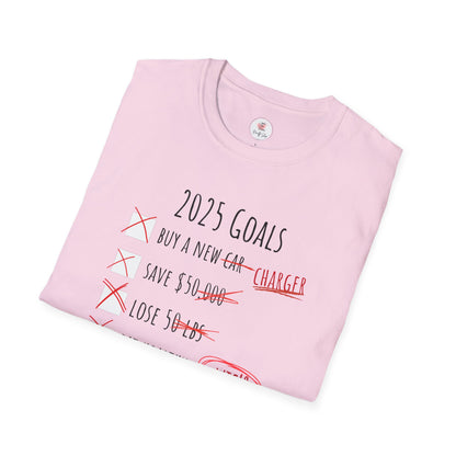 2025 Goals Funny Checklist T-Shirt — Sarcastic New Year Resolution Tee