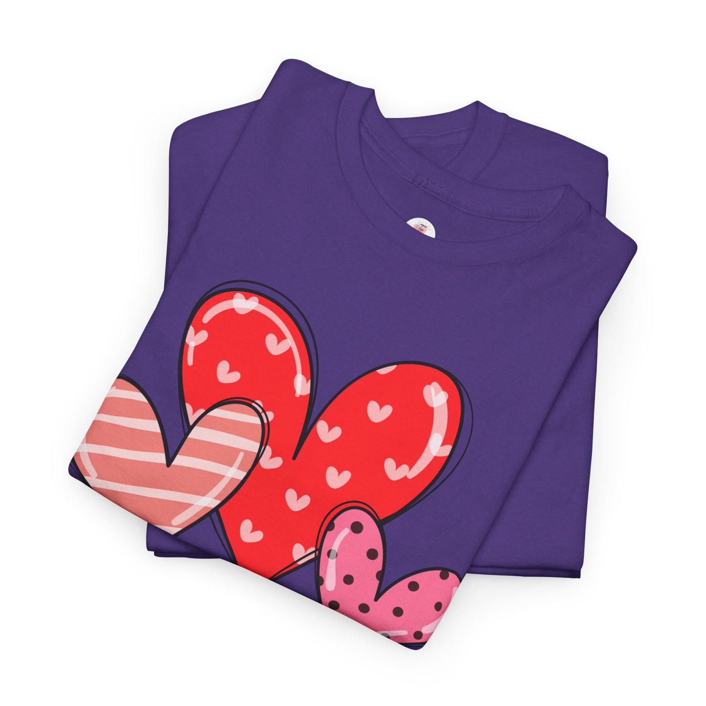 Valentine Heart Trio T-Shirt — Cute Pink & Red Hearts Tee