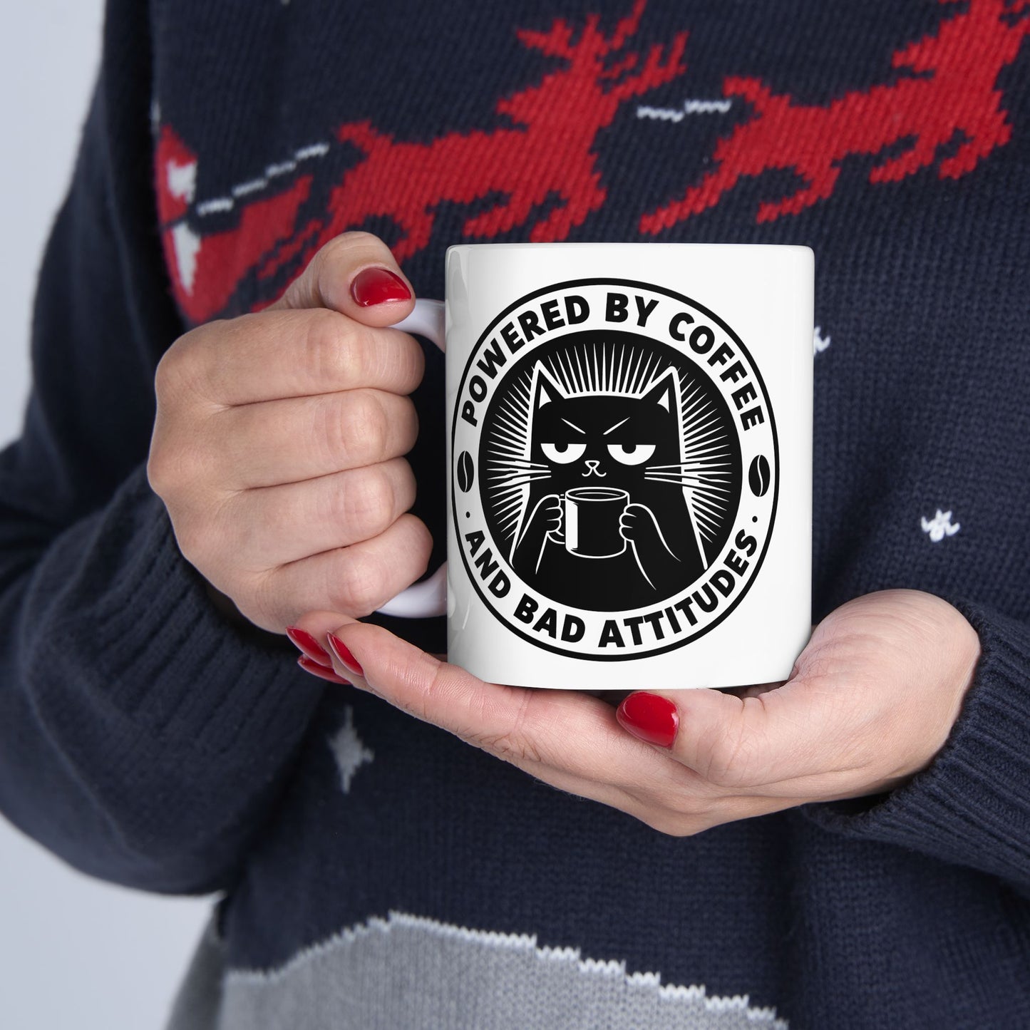 Powered By Coffee & Bad Attitude,  Coffee Lover's Ceramic Mug