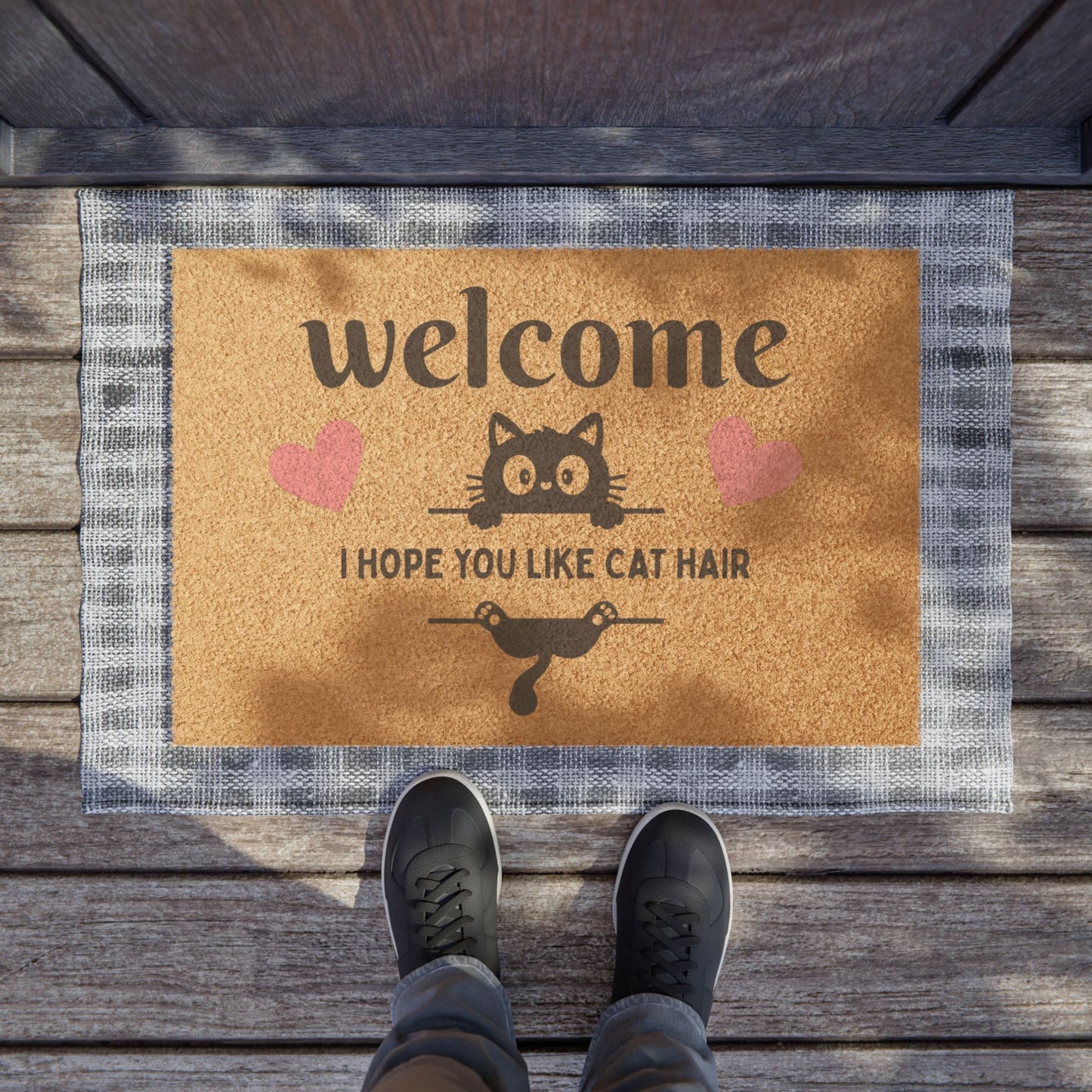Doormat — "Welcome, I Hope You Like Cat Hair" Cute Cat Lover Doormat