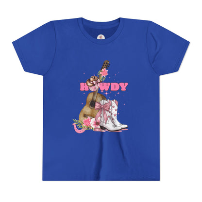 Howdy Pink Cowboy Boots & Guitar Youth Tee — Cute Western T-Shirt