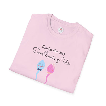 Mother’s Day Twins T-Shirt — “Thanks For Not Swallowing Us” Cute Sperm Cartoon Tee