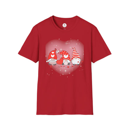 Valentine Gnome Trio T-Shirt — Cute Hearts & Cozy Valentine Gnomes Tee