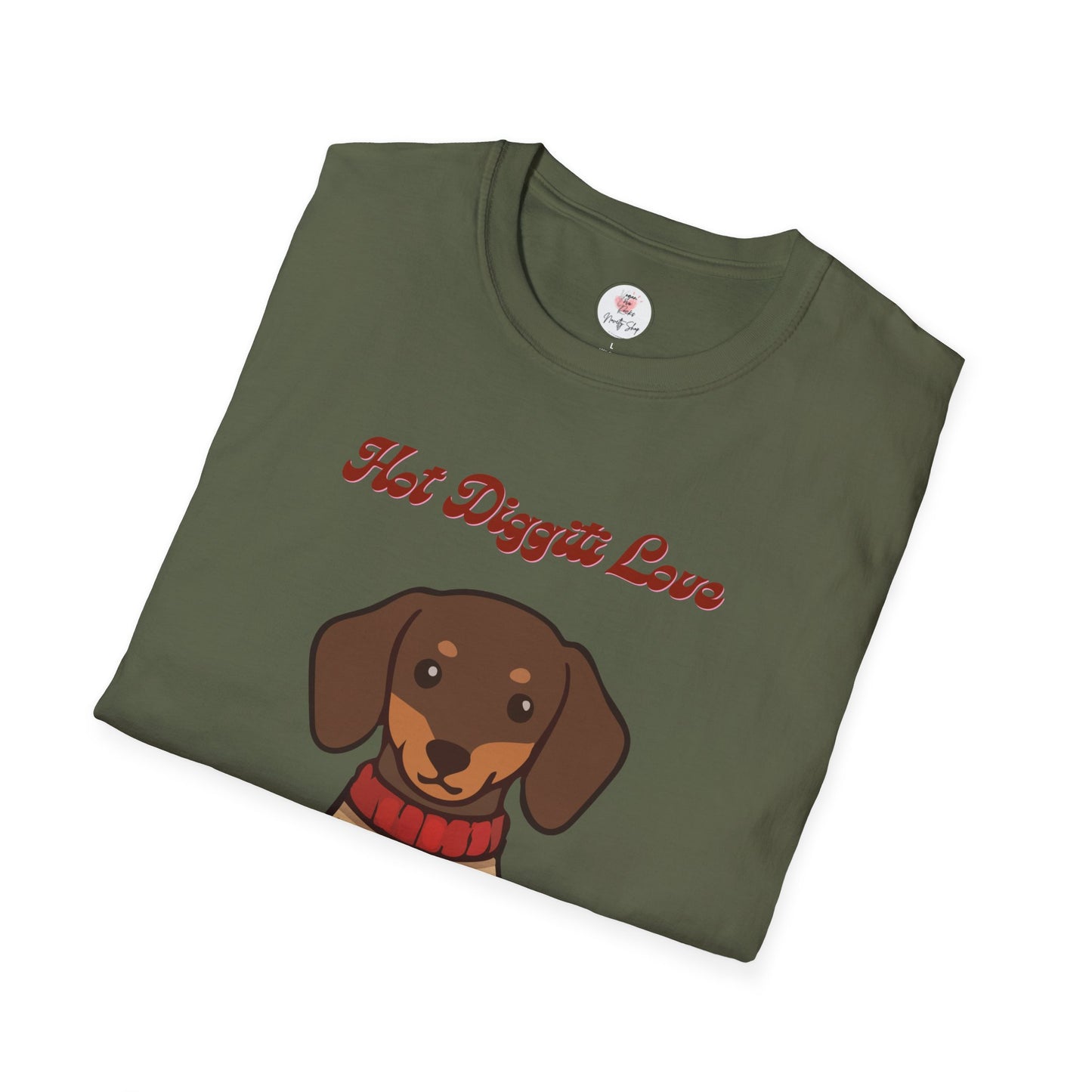 Dachshund Sweater T-Shirt - "Hot Diggiti Love" Cute Wiener Dog Graphic Tee