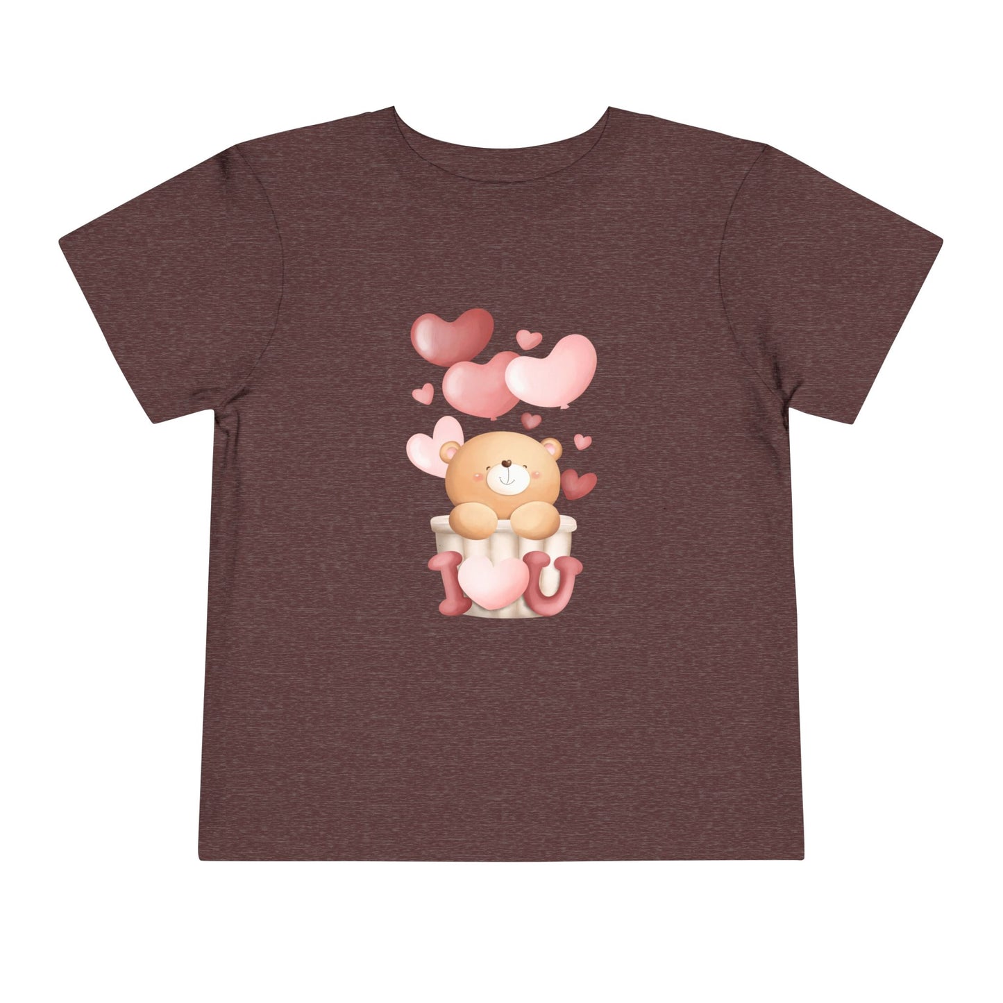 Toddler Tee — Cute Bear with Hearts and "I  Heart U"  T-Shirt