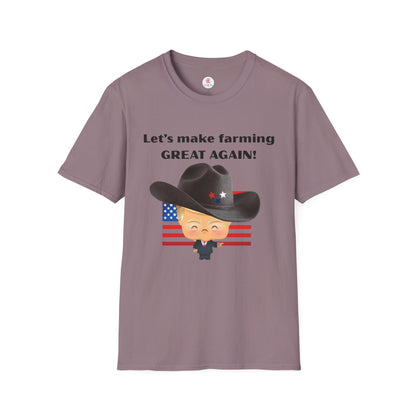 Let's Make Farming Great Again T-Shirt — Patriotic Cowboy Trump Farming Tee