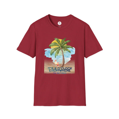 Retirement T-Shirt — "It's 5 O'Clock Everywhere" Tropical Vacation Tee