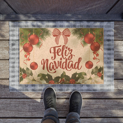 Feliz Navidad Doormat - Festive Spanish Holiday Welcome Mat