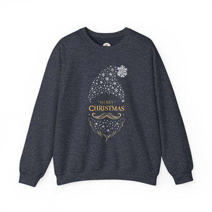 Silver and Gold Holiday 'Merry Christmas'  Gnome Crewneck Sweatshirt