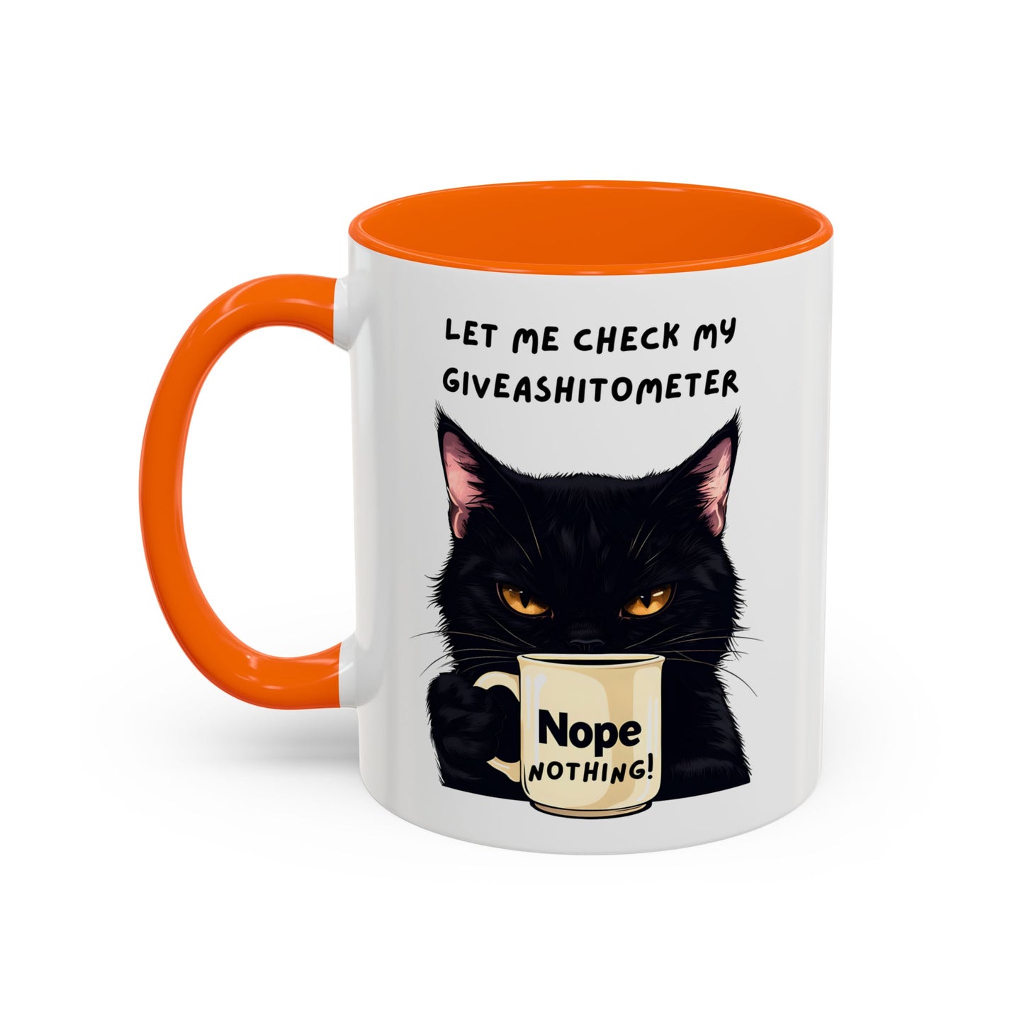 Coffee Mug - Black Cat "Let Me Check My Giveashitometer" Nope Nothing!  Funny 11/15 oz Mug