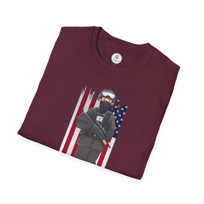 ICE Riot Gear T-Shirt — American Flag Tactical Design