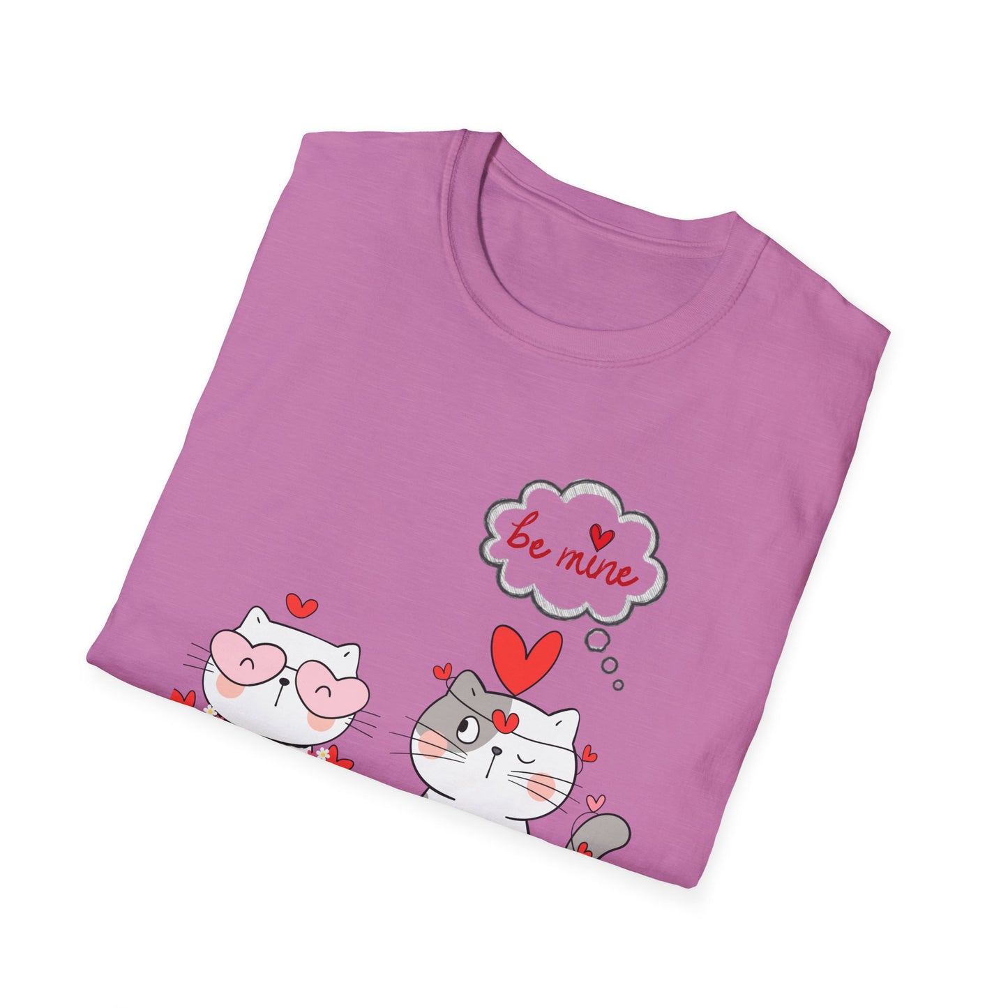 Valentine Cat Couple T-Shirt — "Be Mine" Cute Heart Kittens Tee
