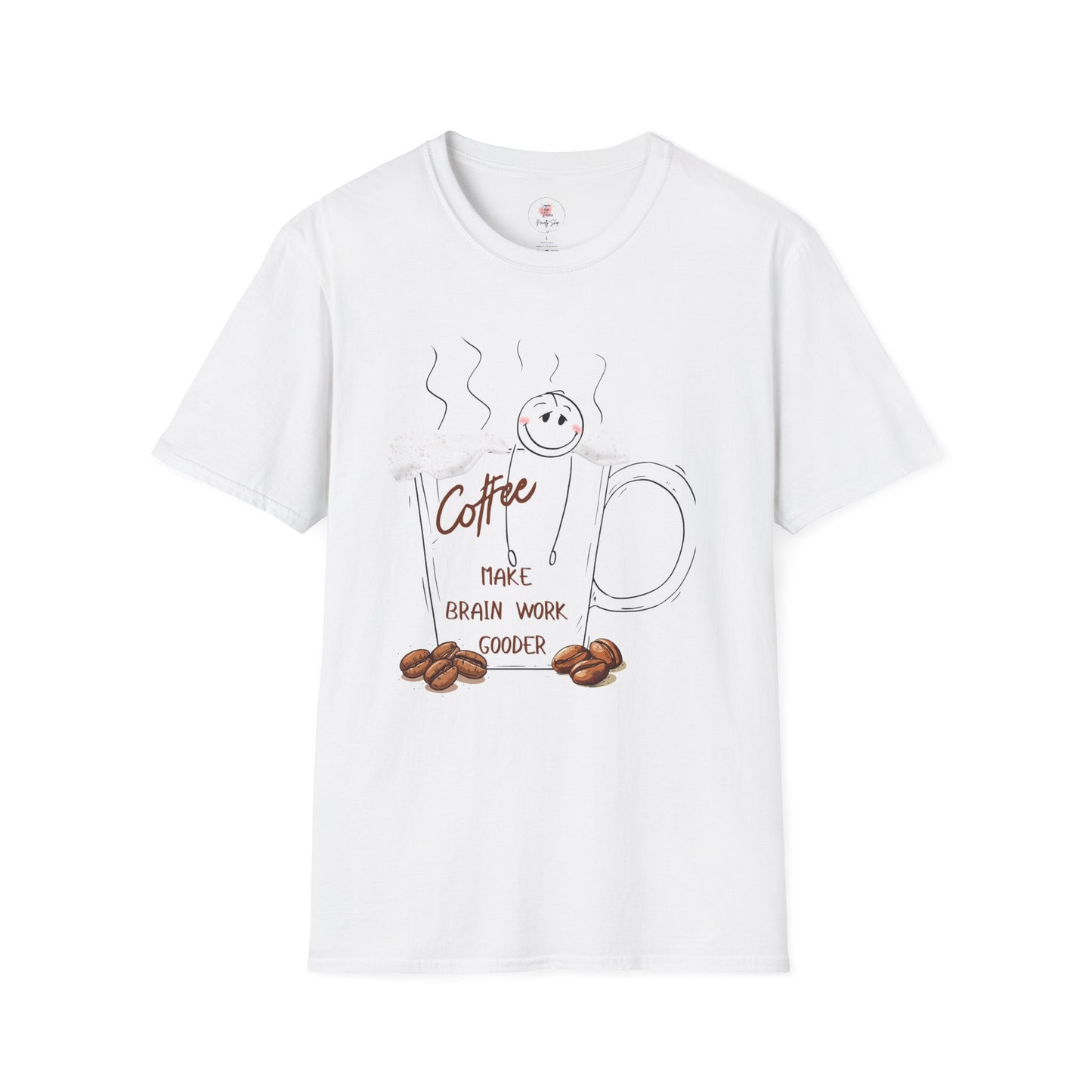 Coffee Makes Brain Work Good T-Shirt — Cute Coffee Mug Illustration