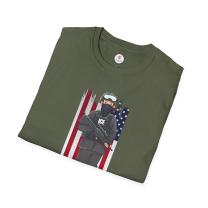 ICE Officer American Flag "Thank You" T-Shirt