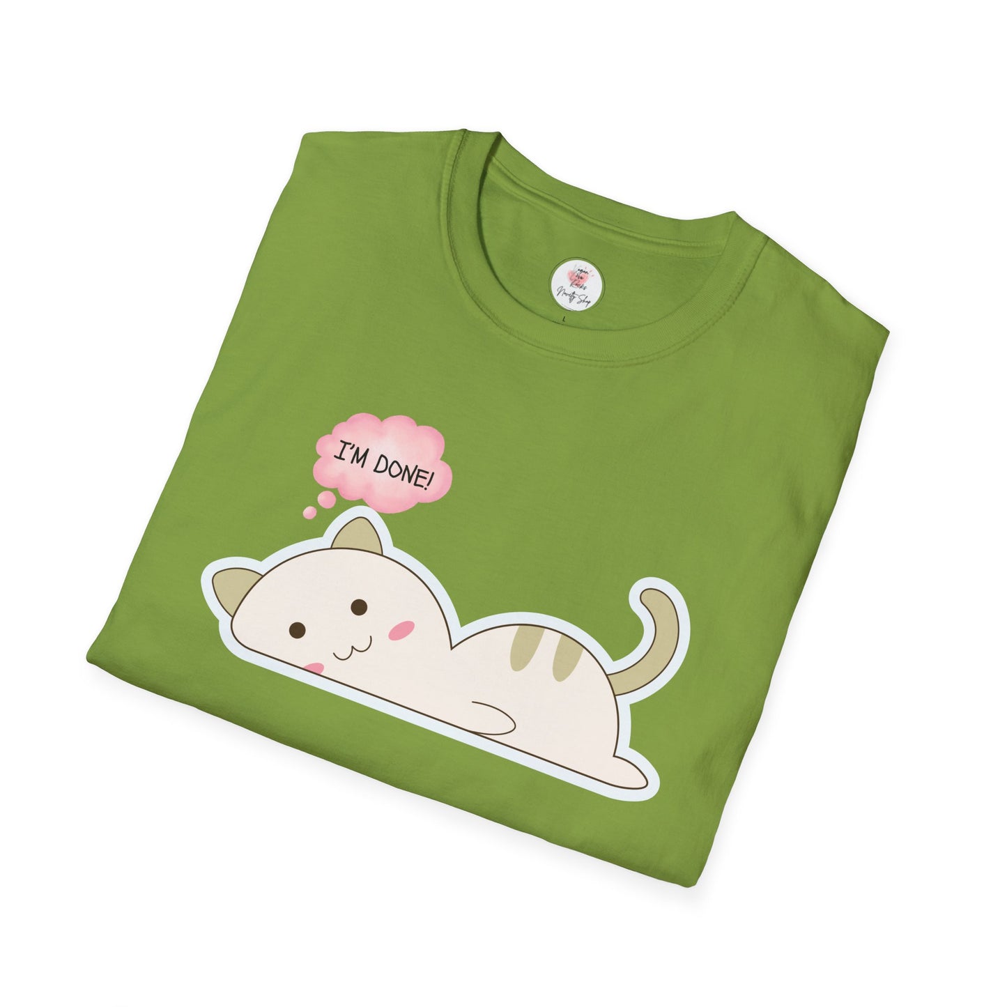 Cute Kawaii Cat T-Shirt – "I'm Done" Lazy Cat Graphic Tee