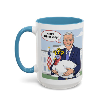 Fourth of July Presidential Turkey Mug - Patriotic Holiday Coffee Cup (11 oz & 15oz)