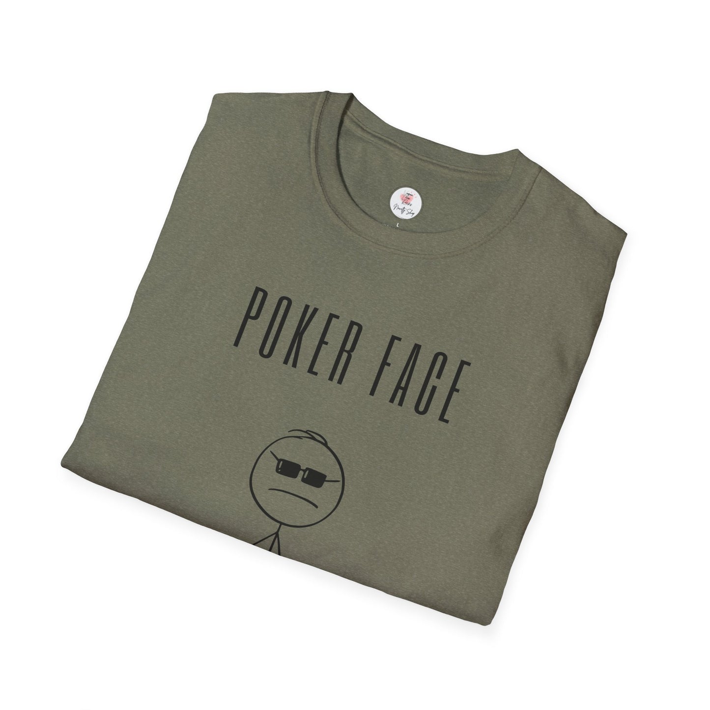 Poker Face T-Shirt — Funny Poker Meme Tee with Stick Figure and Chips