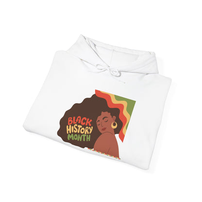 Black History Month Hoodie — Retro Afro Woman Graphic "Black History Month"