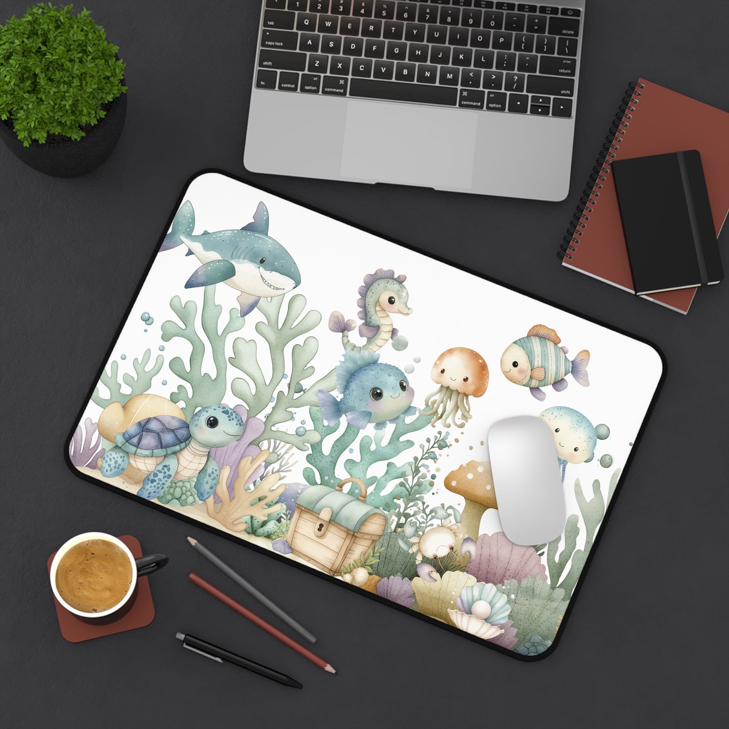 Cute Underwater Sea Life Desk Mat