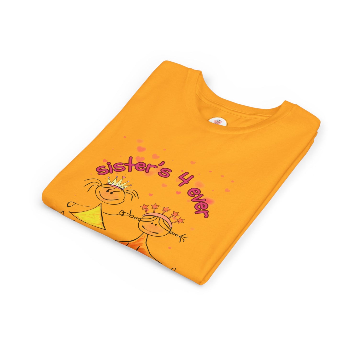 Sisters 4 Ever Youth Tee — Cute Hand-Drawn Sisterhood Kids Shirt
