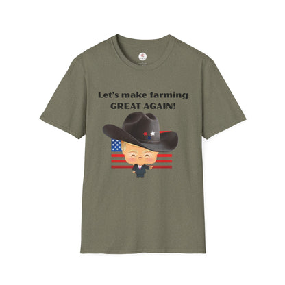 Let's Make Farming Great Again T-Shirt — Patriotic Cowboy Trump Farming Tee