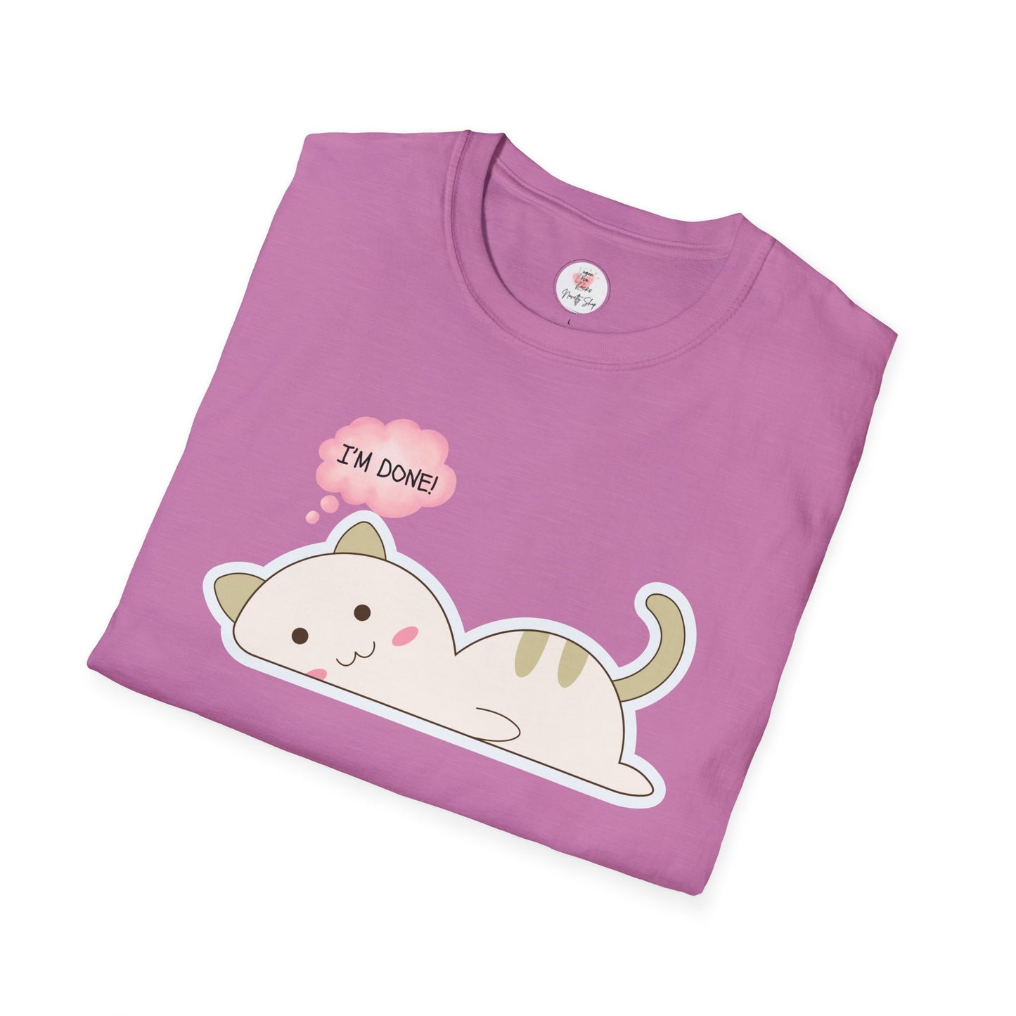 Cute Kawaii Cat T-Shirt – "I'm Done" Lazy Cat Graphic Tee