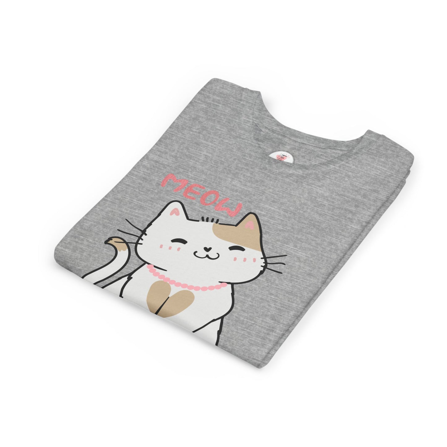 Cute 'Meow' Kitten Youth Tee - Adorable Cat Graphic