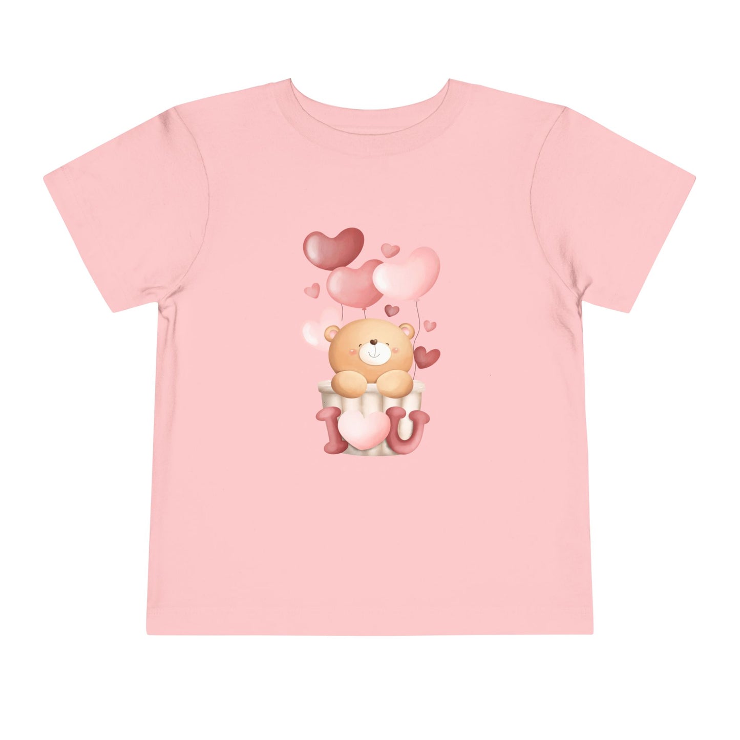 Toddler Tee — Cute Bear with Hearts and "I  Heart U"  T-Shirt