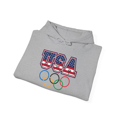 Team USA Olympic Rings Hoodie — American Flag Sports Fan Pullover