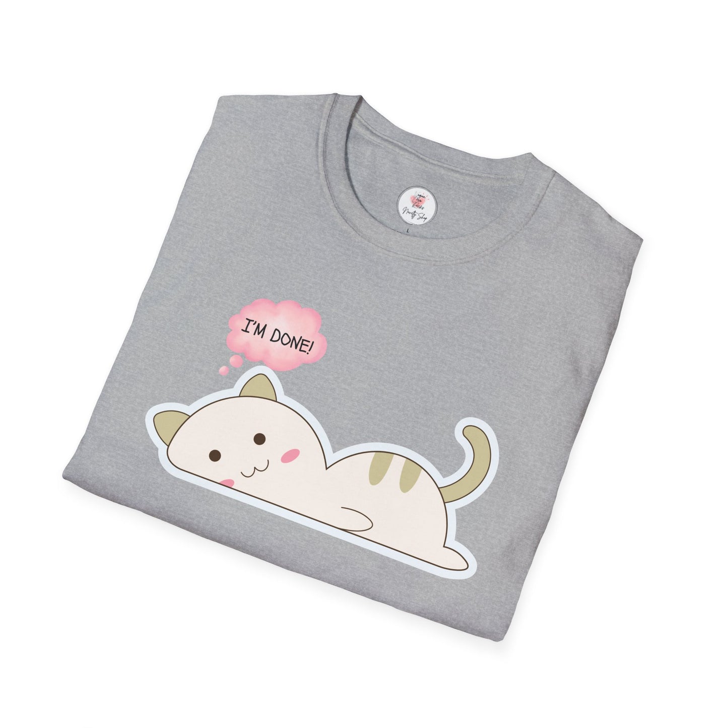 Cute Kawaii Cat T-Shirt – "I'm Done" Lazy Cat Graphic Tee