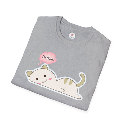 Cute Kawaii Cat T-Shirt – "I'm Done" Lazy Cat Graphic Tee
