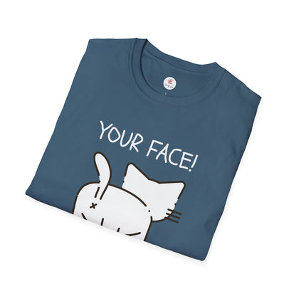 Minimalist 'Your Face' Cat Butt T-Shirt — Funny Cat Lover Tee