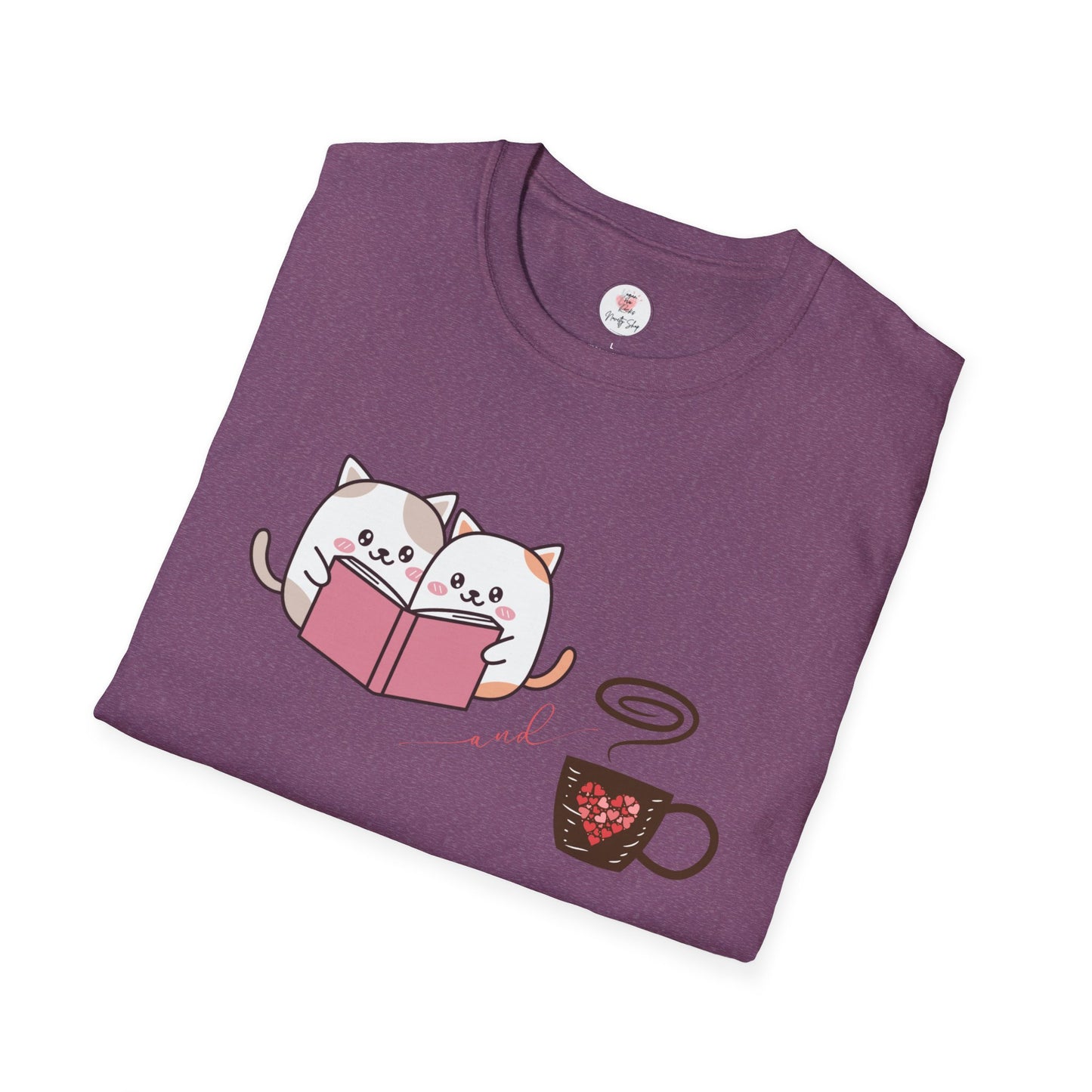 Cute Cats, Books, and Coffee T-Shirt