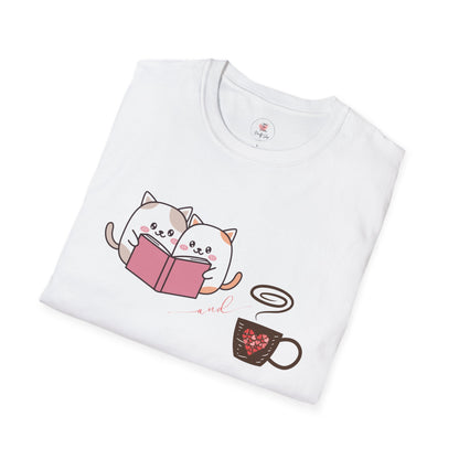 Cute Cats, Books, and Coffee T-Shirt