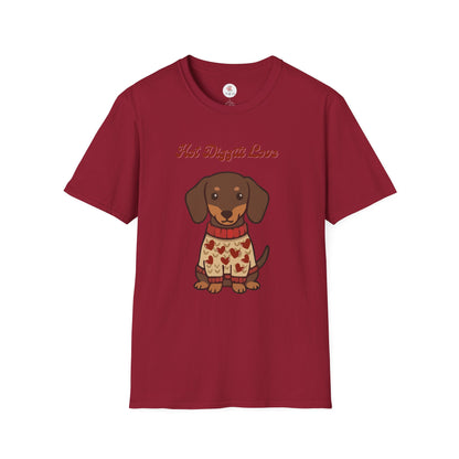 Dachshund Sweater T-Shirt - "Hot Diggiti Love" Cute Wiener Dog Graphic Tee