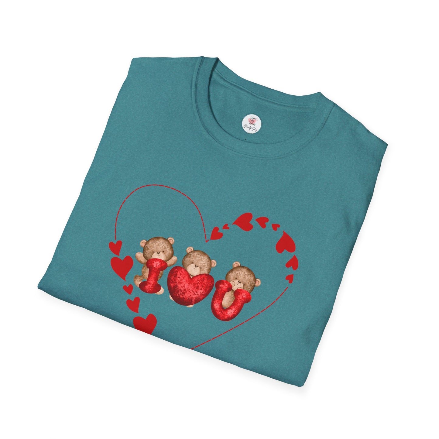 Valentine Teddy Trio Heart T-Shirt – I Love You Cute Bears Valentine Tee