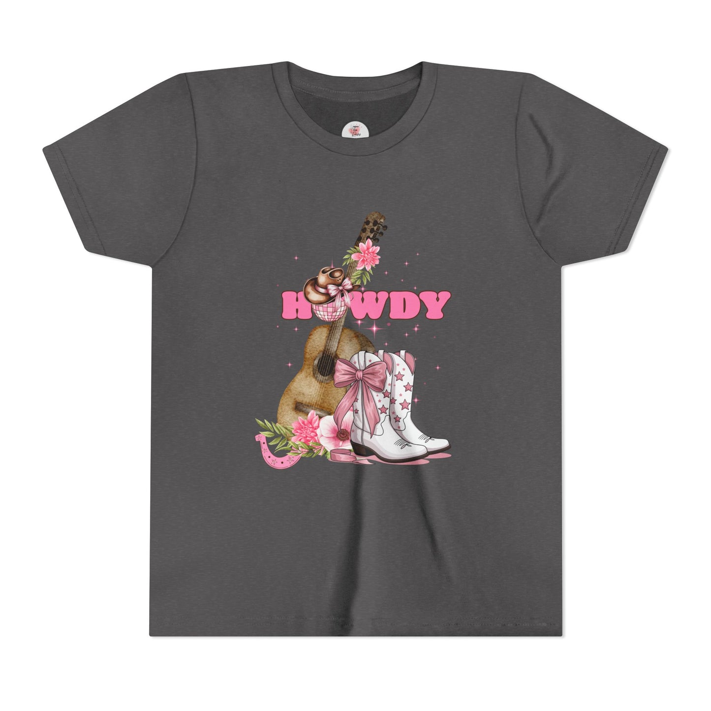 Howdy Pink Cowboy Boots & Guitar Youth Tee — Cute Western T-Shirt