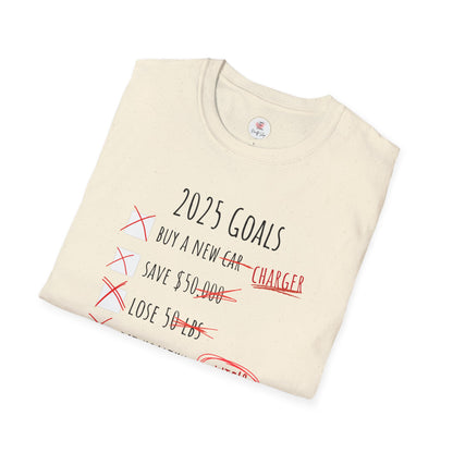 2025 Goals Funny Checklist T-Shirt — Sarcastic New Year Resolution Tee