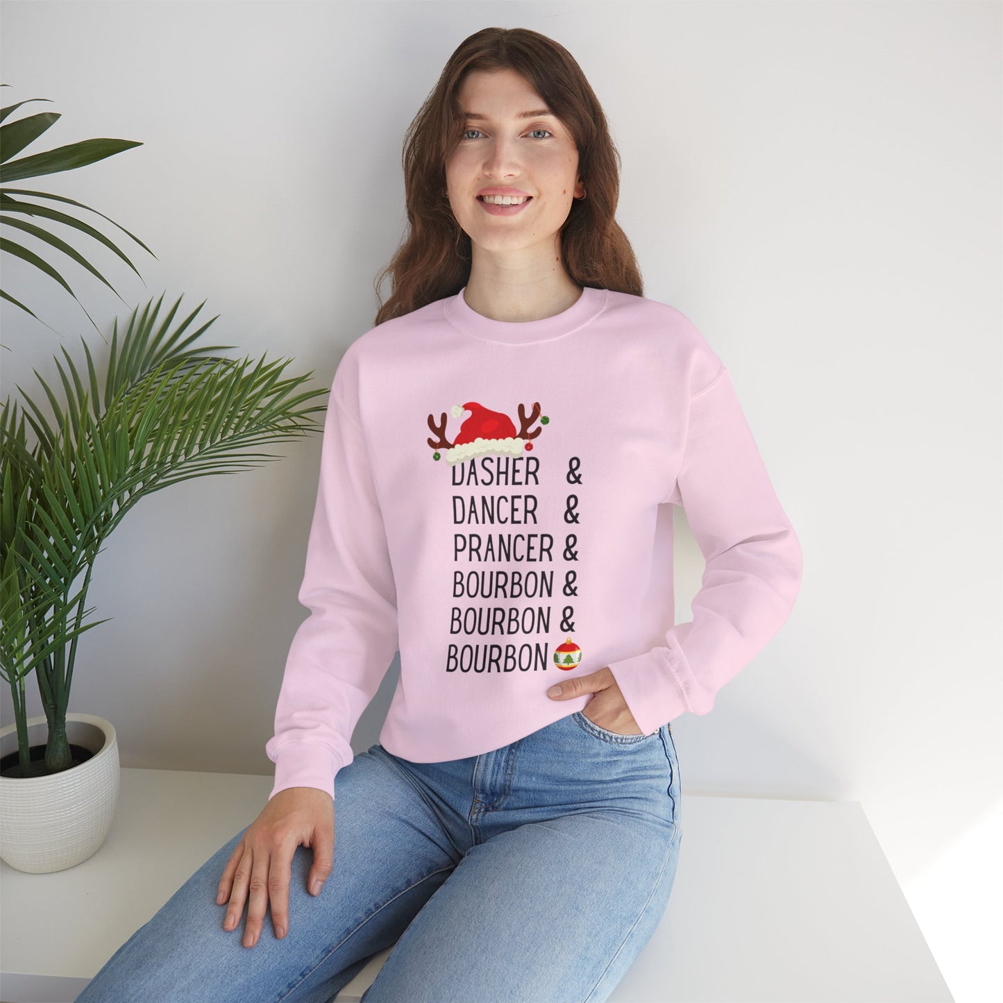 Holiday Reindeer ‘Dasher & Dancer & Prancer & Bourbon & Bourbon & Bourbon’ Christmas Sweatshirt