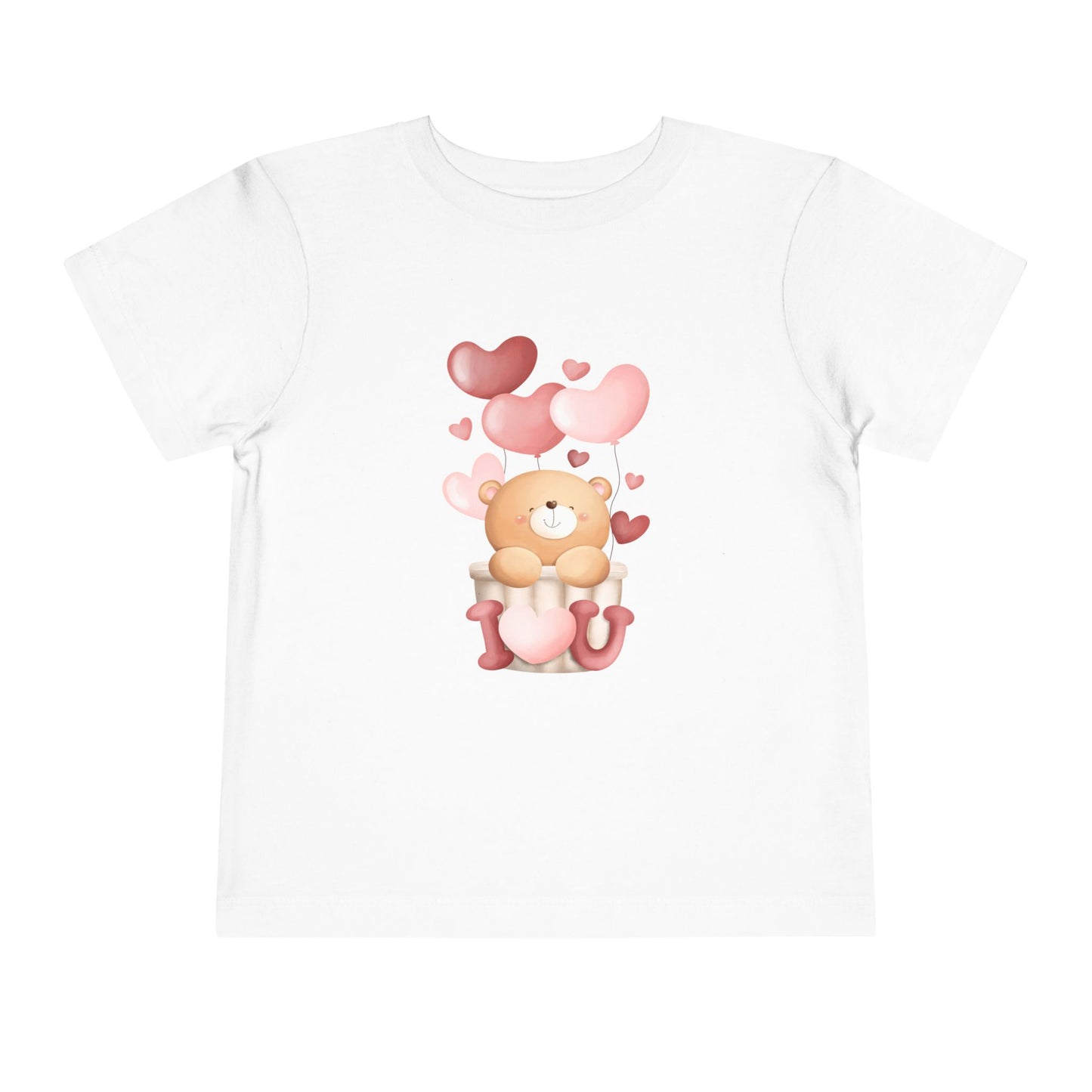 Toddler Tee — Cute Bear with Hearts and "I  Heart U"  T-Shirt