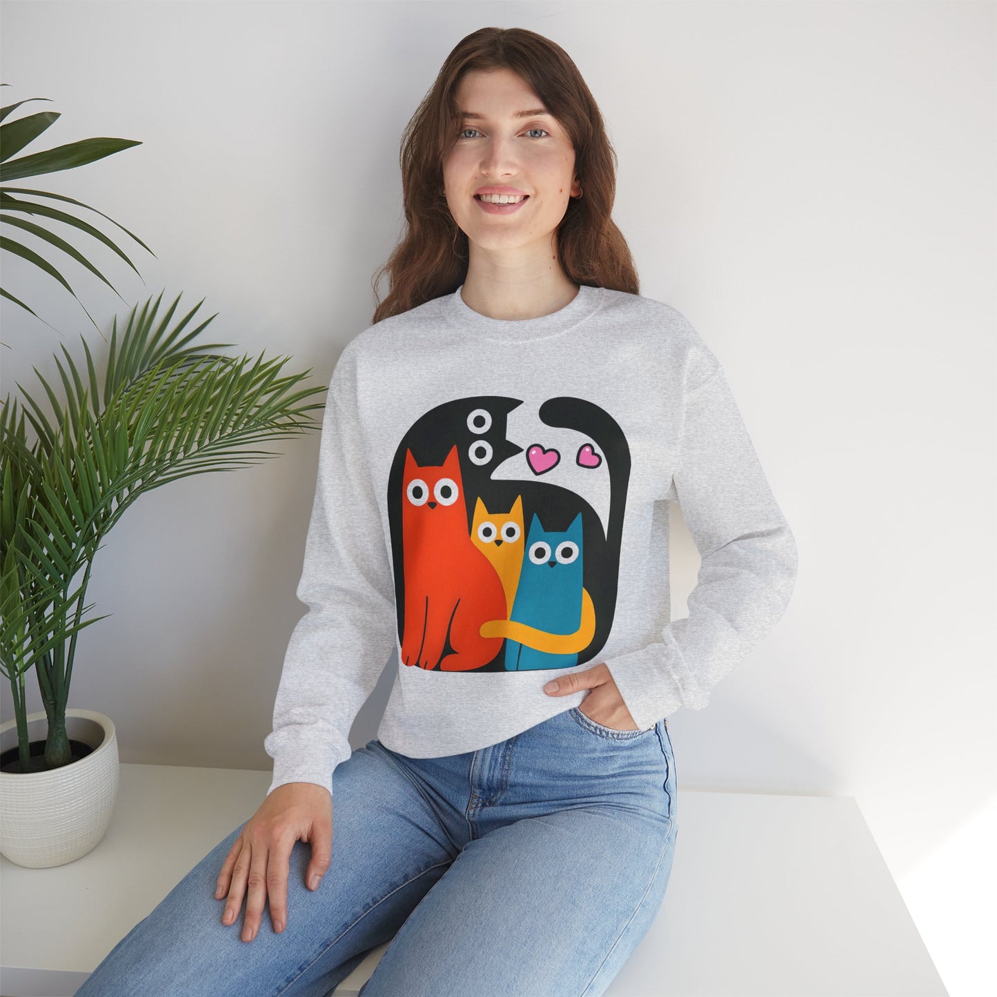 Colorful Cat Lovers Artsy Sweatshirt