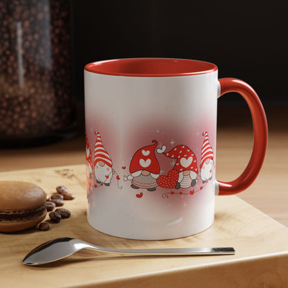 Valentine Gnome Coffee Mug – Cute Heart Gnomes Accent Mug (11/15 oz)